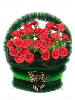 Корзина на похороны с красными розами "Атлантида"