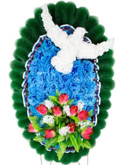 Траурный венок на похороны из искусственных цветов на День Победы "Голубь Мира 2"